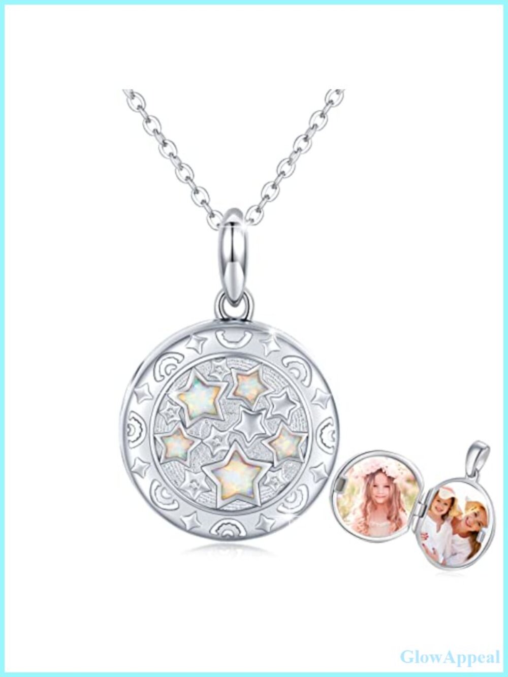 925 Sterling Silver Star Locket Necklace Hold Pictures Women Jewelry Gift